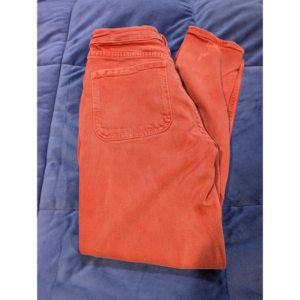 Pilcro and the Letterpress Jeans Women 25 Coral Pink High Rise Slim Distressed